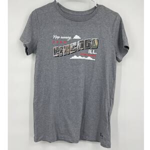 Under Armour Womens Keep Running Chicago Gray Short Sleeve Tshirt NEW Size XS